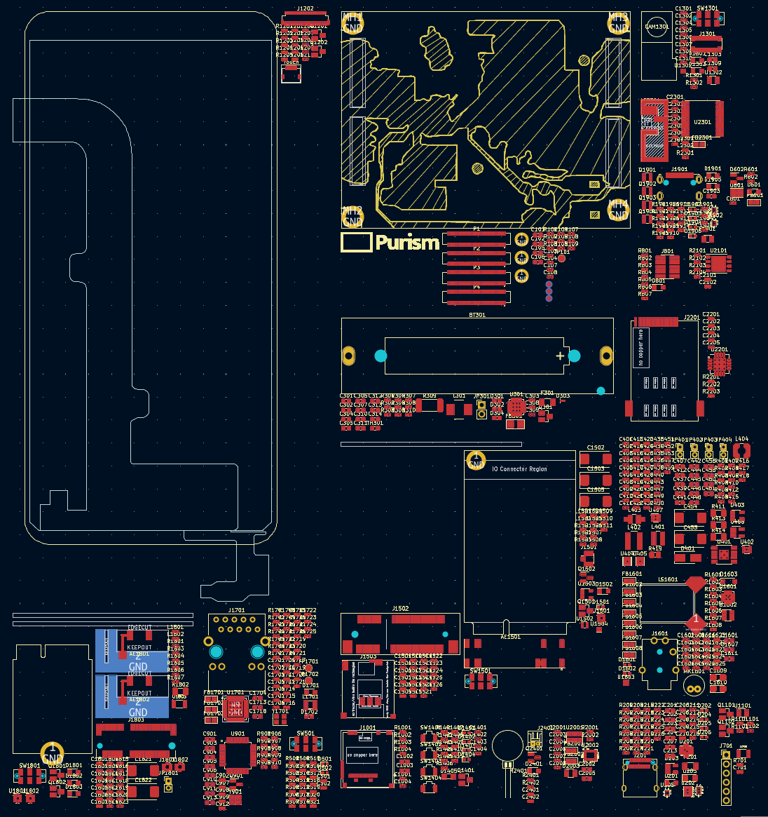 Screenshot showing a sample initial component placement under the new algorithim